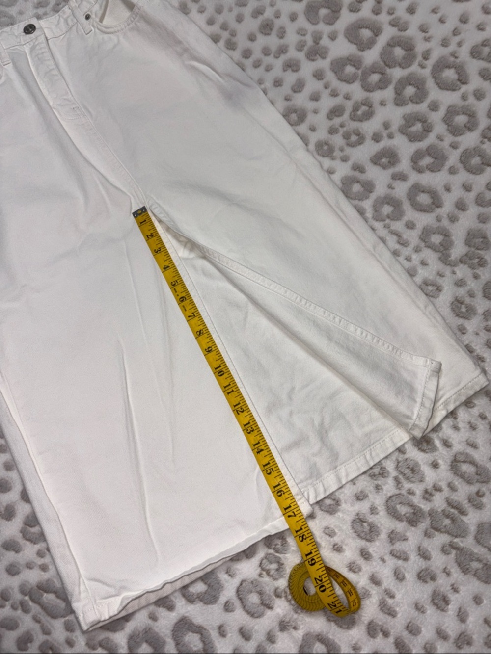 Urban Outfitters White Denim Midi Skirt with Front Slit - Picture 2 of 8
